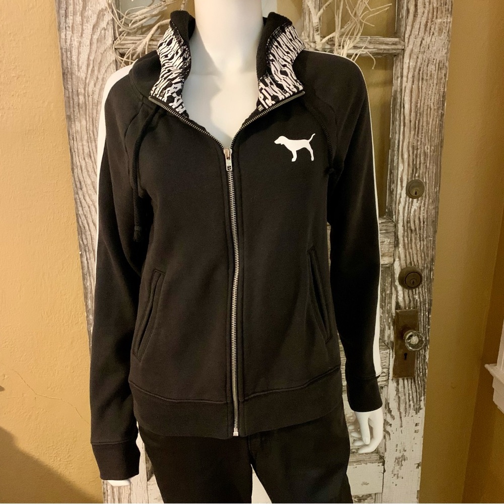 PINK Black and White Dog Hoodie